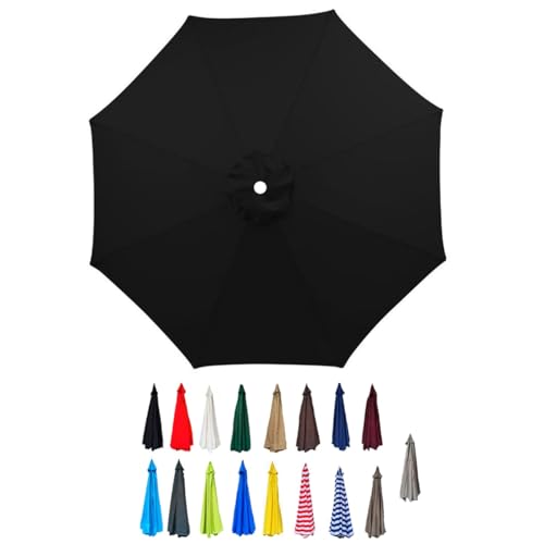 Ersatzdach for Regenschirme, wasserabweisendes Polyestergewebe, Stoffdach for Garten- und Terrassenschirme for 6/8 Rippen, nur Dach(Black,2.5m/8ft(6 ribs)) von AIJUSSS