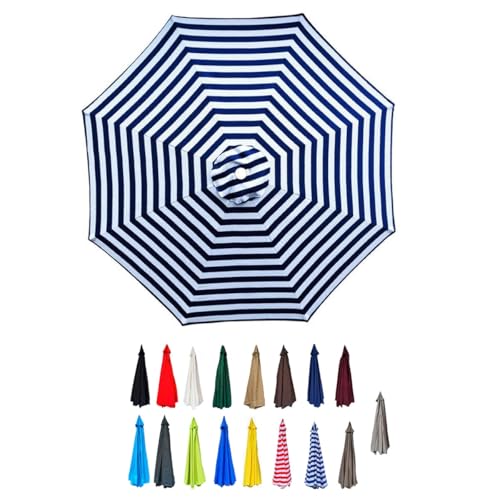 Ersatzdach for Regenschirme, wasserabweisendes Polyestergewebe, Stoffdach for Garten- und Terrassenschirme for 6/8 Rippen, nur Dach(Blue white,2.5m/8ft(6 ribs)) von AIJUSSS
