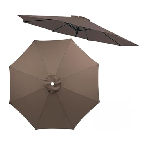 Sonnenschirm-Überdachungstuch for den Außenbereich, for 6/8 Rippen, Ersatz-Sonnenschirm-Überdachung, wasserdichtes Polyester-Überdach, nur Überdachung(Light brown,2.7m/8.9ft (8 ribs)) von AIJUSSS