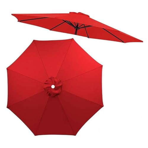 Sonnenschirm-Überdachungstuch for den Außenbereich, for 6/8 Rippen, Ersatz-Sonnenschirm-Überdachung, wasserdichtes Polyester-Überdach, nur Überdachung(Red,2.7m/8.9ft (8 ribs)) von AIJUSSS