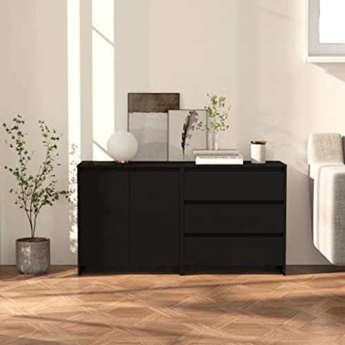 AIJUUKJP Furniture Home Tools 2-teiliges Sideboard schwarz Holzwerkstoff von AIJUUKJP