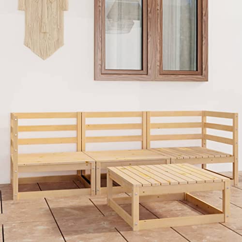 AIJUUKJP Furniture Home Tools 4-teiliges Garten-Lounge-Set Massivholz Kiefer von AIJUUKJP