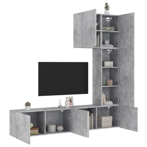 AIJUUKJP Furniture Home Tools 5-teilige TV-Wohnwand Beton Grau Holzwerkstoff von AIJUUKJP