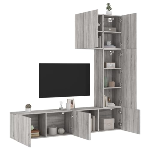 AIJUUKJP Furniture Home Tools 5-teilige TV-Wohnwand grau Sonoma Holzwerkstoff von AIJUUKJP