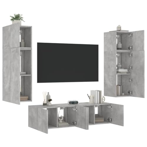 AIJUUKJP Furniture Home Tools 6-teilige TV-Wohnwand mit LED Betongrau Holzwerkstoff von AIJUUKJP