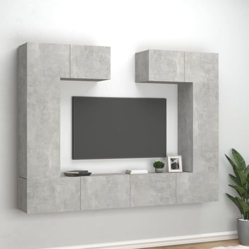AIJUUKJP Furniture Home Tools 6-teiliges TV-Schrank-Set Beton Grau Holzwerkstoff von AIJUUKJP