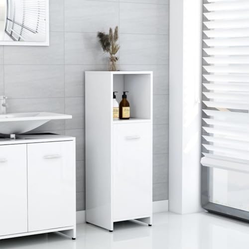 AIJUUKJP Furniture Home Tools Badezimmerschrank Hochglanz Weiß 30x30x95cm Holzwerkstoff von AIJUUKJP