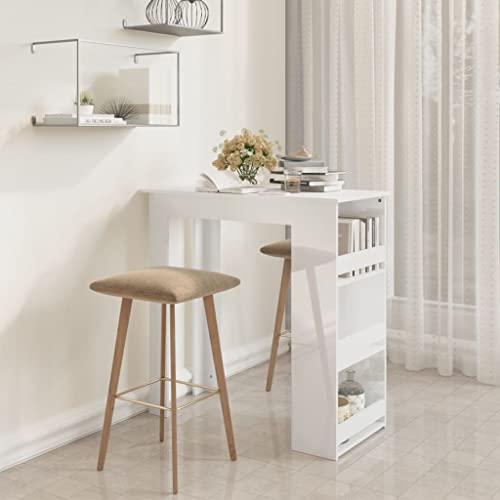 AIJUUKJP Furniture Home Tools Bartisch mit Aufbewahrungsregal, Hochglanz, Weiß, 102 x 50 x 103,5 cm von AIJUUKJP
