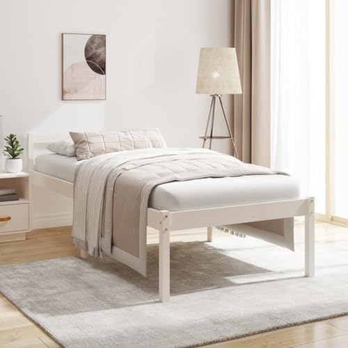 AIJUUKJP Furniture Home Tools Bettgestell Weiß 90x190 cm Einzelbett Massivholz Kiefer von AIJUUKJP