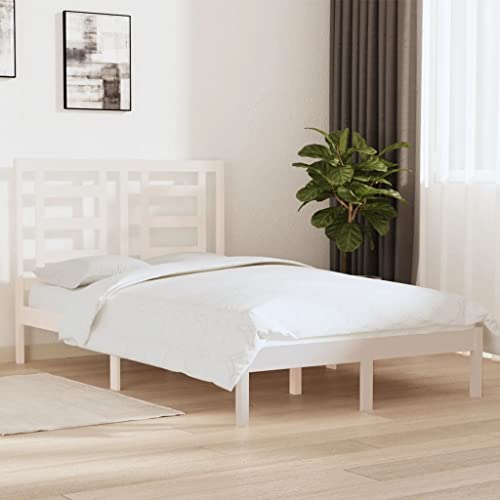 AIJUUKJP Furniture Home Tools Bettgestell Weiß Massivholz 120x190 cm Kleines Doppelbett von AIJUUKJP