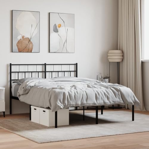 AIJUUKJP Furniture Home Tools Bettgestell aus Metall mit Kopfteil, schwarz, 120 x 190 cm, kleines Doppelbett von AIJUUKJP