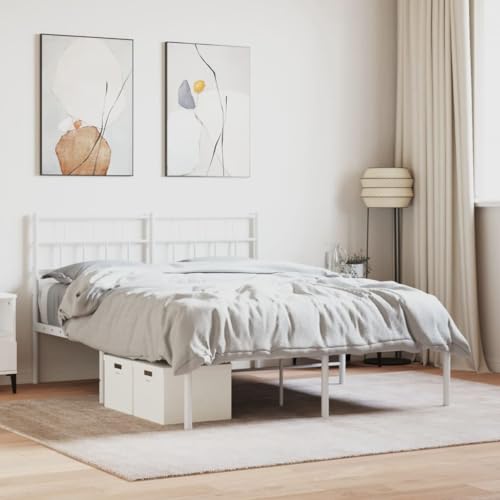 AIJUUKJP Furniture Home Tools Bettgestell aus Metall mit Kopfteil, weiß, 120 x 190 cm, kleines Doppelbett von AIJUUKJP