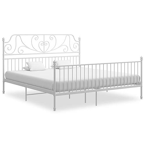 AIJUUKJP Furniture Home Tools Bettrahmen, Metall, Weiß, 180 x 200 cm, Super-Kingsize-Bett von AIJUUKJP