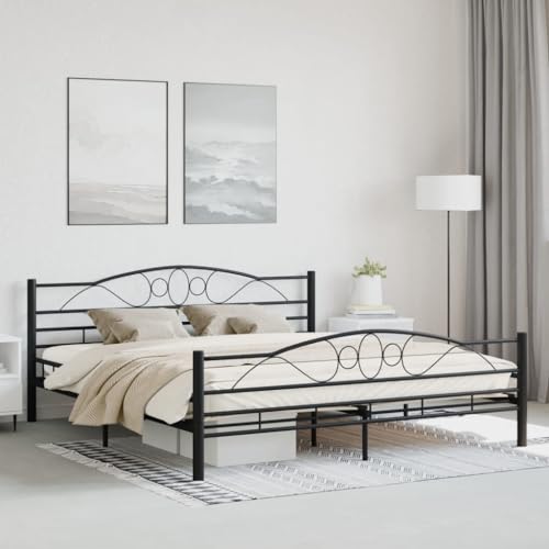 AIJUUKJP Furniture Home Tools Bettrahmen, schwarzer Stahl, 180 x 200 cm, Super-Kingsize-Bett von AIJUUKJP