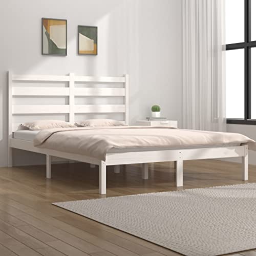 AIJUUKJP Furniture Home Tools Bettrahmen Weiß Massivholz Kiefer 120x190 cm Kleines Doppelbett von AIJUUKJP