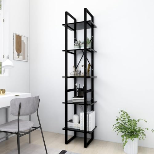 AIJUUKJP Furniture Home Tools Bücherschrank, 5 Etagen, Schwarz, 40 x 30 x 175 cm, Holzwerkstoff von AIJUUKJP