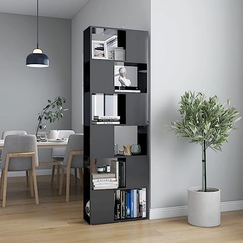AIJUUKJP Furniture Home Tools Bücherschrank Raumteiler Hochglanz Grau 60x24x186cm von AIJUUKJP