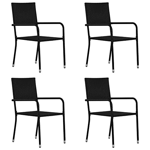 AIJUUKJP Furniture Home Tools Esszimmerstühle, Polyrattan, Schwarz, 4 Stück von AIJUUKJP