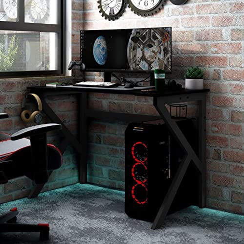 AIJUUKJP Furniture Home Tools Gaming-Schreibtisch mit K-förmigen Beinen, Schwarz, 110 x 60 x 75 cm von AIJUUKJP