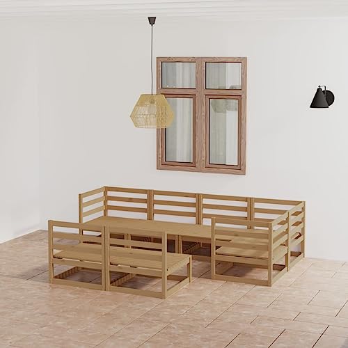 AIJUUKJP Furniture Home Tools Garten-Lounge-Set, 7-teilig, Honigbraun, massives Kiefernholz von AIJUUKJP