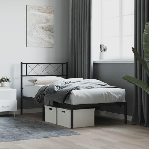 AIJUUKJP Furniture Home Tools Metallbettrahmen mit Kopfteil, schwarz, 75 x 190 cm, kleines Einzelbett von AIJUUKJP