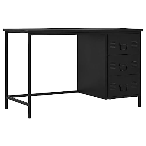 AIJUUKJP Furniture Home Tools Schreibtisch mit Schubladen, industriell, schwarz, 120 x 55 x 75 cm, Stahl von AIJUUKJP