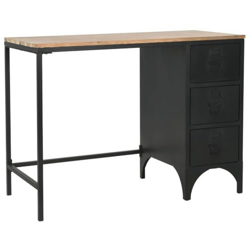 AIJUUKJP Furniture Home Tools Schreibtisch mit einem Sockel, massives Firholz und Stahl, 100 x 50 x 76 cm von AIJUUKJP