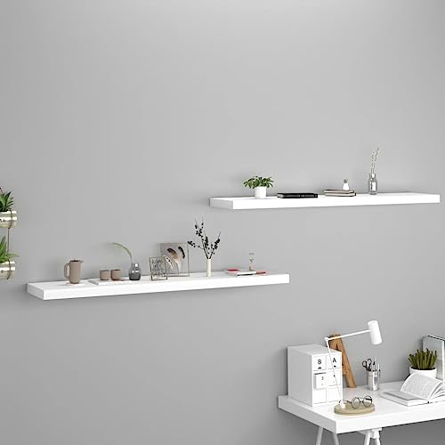 AIJUUKJP Furniture Home Tools Schwebende Wandregale, MDF, 120 x 23,5 x 3,8 cm, Weiß, 2 Stück von AIJUUKJP