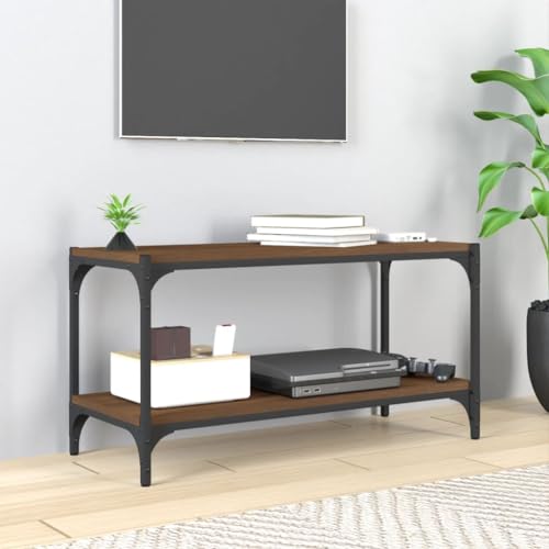 AIJUUKJP Furniture Home Tools TV-Schrank, Braun Eiche, 80 x 33 x 41 cm, Holzwerkstoff und Stahl von AIJUUKJP