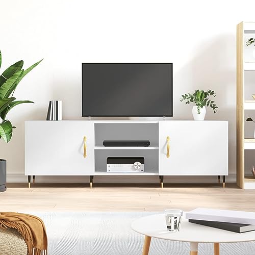 AIJUUKJP Furniture Home Tools TV Schrank Hochglanz Weiß 150x30x50cm Holzwerkstoff von AIJUUKJP