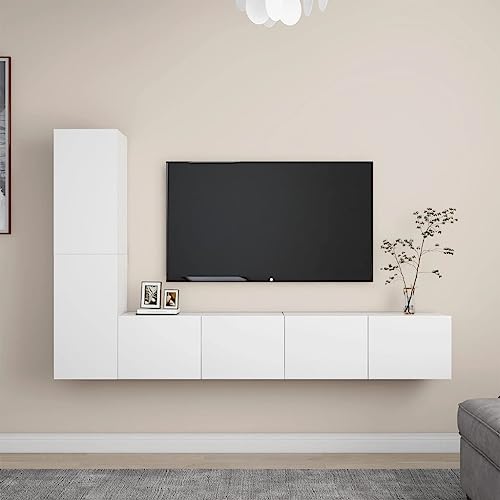 AIJUUKJP Furniture Home Tools TV-Schrank-Set, 4-teilig, Holz, Weiß von AIJUUKJP