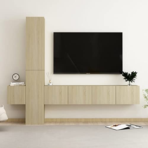 AIJUUKJP Furniture Home Tools TV-Schrank-Set, Sonoma-Eiche, Holzwerkstoff, 5-teilig von AIJUUKJP