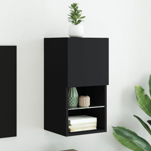 AIJUUKJP Furniture Home Tools TV-Schrank mit LED-Lichtern, schwarz, 30,5 x 30 x 60 cm von AIJUUKJP