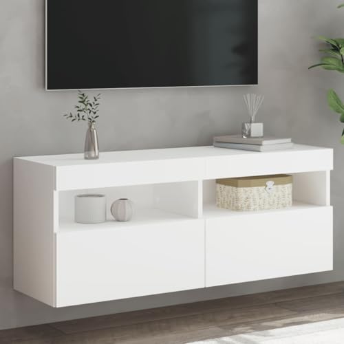 AIJUUKJP Furniture Home Tools TV Wandschrank mit LED-Leuchten Weiß 100x30x40cm von AIJUUKJP