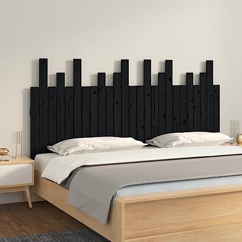 AIJUUKJP Furniture Home Tools Wandkopfteil schwarz 159,5x3x80cm Massivholz Kiefer von AIJUUKJP