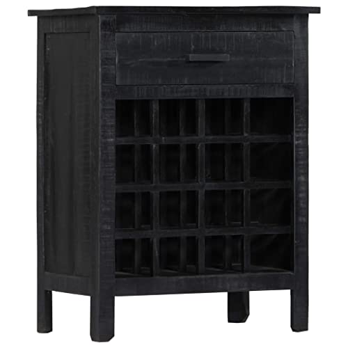 AIJUUKJP Furniture Home Tools Weinregal, schwarz, 56 x 35 x 75 cm, massives Mangoholz von AIJUUKJP