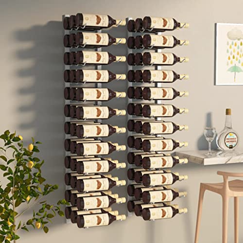 AIJUUKJP Furniture Home Tools Weinregal zur Wandmontage, für 36 Flaschen, 2 Stück, weißes Eisen von AIJUUKJP