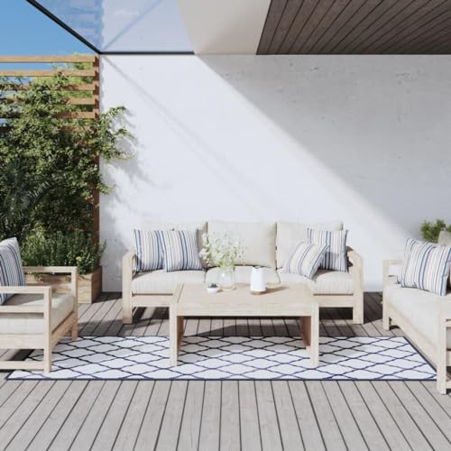 AIJUUKJP Home & Garden Rasen & Garten Outdoor Living Outdoor Decken-Outdoor-Teppich, Marineblau und Weiß, 80 x 250 cm, wendbares Design von AIJUUKJP