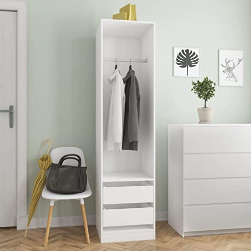 AIJUUKJP Möbel Home Tools Kleiderschrank mit Schubladen Weiß 50x50x200 cm Holzwerkstoff von AIJUUKJP