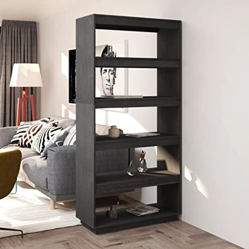 AIJUUKJP Möbel Wohnwerkzeuge Bücherschrank Raumteiler grau 80x35x167cm Kiefer massiv von AIJUUKJP