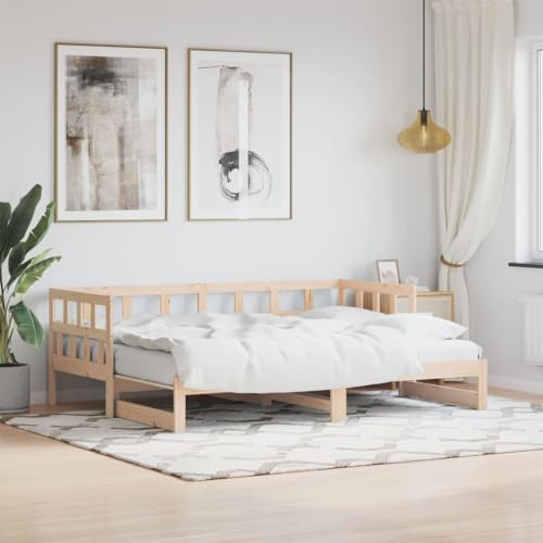 AIJUUKJP Nice Beds & Accessories Betten & Bettrahmen - Tagesbett mit Ausziehbett 80x200 cm Massivholz Kiefer von AIJUUKJP