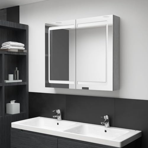 AIJUUKJP Waschtischunterschrank LED Badspiegel Schrank Betongrau 80x12x68cm Möbel von AIJUUKJP