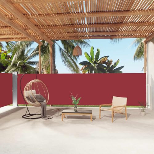 Home & Garden Rasen & Garten Outdoor Living Outdoor Regenschirme & Sonnenschirme - Einziehbare Seitenmarkise Rot 160x1000 cm von AIJUUKJP