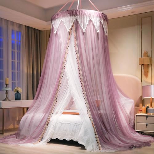 AIKASY Mädchen und Erwachsene Baldachin Bett, eleganter doppellagiger Bettvorhang, Kindertraum, rundes Spitzen-Moskitonetz, Prinzessinnen-Betthimmelnetz – passend für Twin-, Full-, Queen- und AIKASY Mädchen und Erwachsene Baldachin Bett, eleganter doppellagiger Bettvorhang, Kindertraum, rundes Spitzen-Moskitonetz, Prinzessinnen-Betthimmelnetz – passend für Twin-, Full-, Queen- und von AIKASY