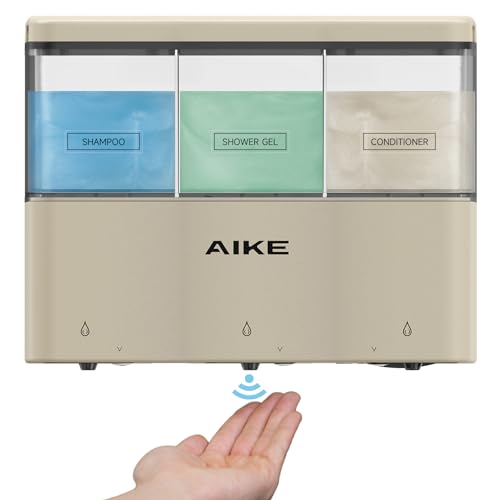 AIKE Duschseifenspender für Badezimmer, 3 x 320 ml automatischer Seifenspender zur Wandmontage, Seifenspender aus Kunststoff ohne Bohren, geeignet für flüssiges Duschgel, Shampoo und Spülung AIKE Duschseifenspender für Badezimmer, 3 x 320 ml automatischer Seifenspender zur Wandmontage, Seifenspender aus Kunststoff ohne Bohren, geeignet für flüssiges Duschgel, Shampoo und Spülung von AIKE