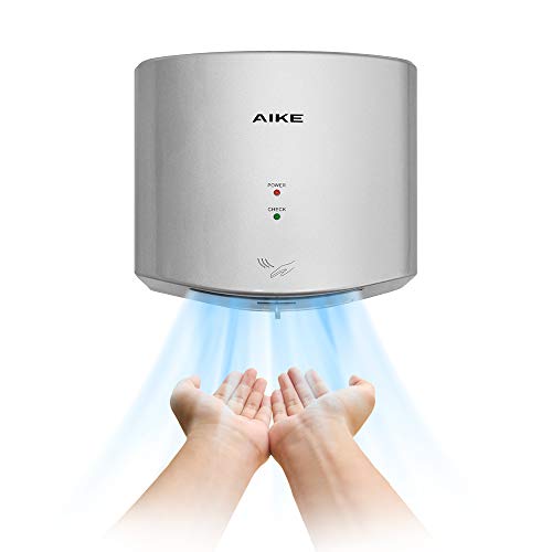 AIKE Händetrockner 10 Sekunden Trocknen Energiesparend Kommerziell Elektrischer Händetrockner Automatisch für Küche Badezimmer Toilette AK2630S 220V 1400W Silber von AIKE