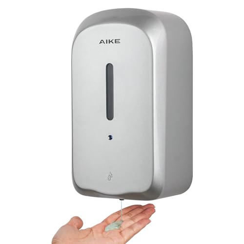 AIKE Seifenspender Automatisch 1000 ML, Anti-Manipulations-Design für öffentliche Bereiche, Wandmontage Gewerbe, Silber AK1226S von AIKE