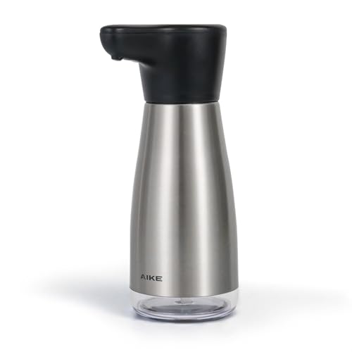 AIKE Automatischer Seifenspender Edelstahl, 420 ml Wiederaufladbar Mit USB Magnetverbinder für Küche und Badezimmer, IPX7 Wasserdicht von AIKE
