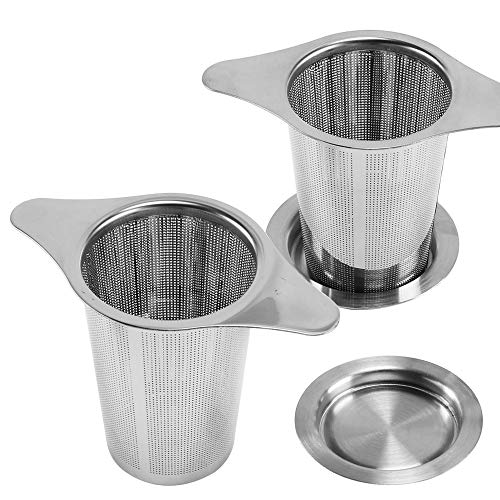 AILANDA 2pcs Edelstahl Teesieb mit Deckel Griff Kaffeefilter Teefilter für Tasse Kanne Teekanne von AILANDA