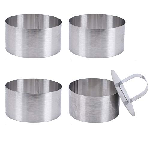 AILANDA 4pcs Servierringe Dessertringe 8cm Edelstahl Backring mit Heber für Backen Torten Zubehör von AILANDA